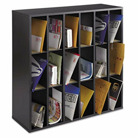 ROOMFACTORY Wood Mail Sorter with Adjustable Dividers, Stackable, 18 Compartments, Black RO8855